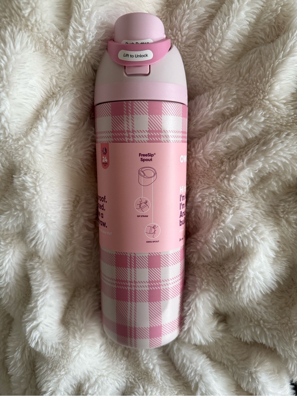 Owala 24 oz  Pink Plaid
